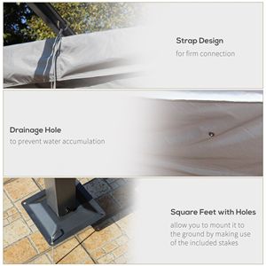 Gazebo Retrattile da Patio 3,5m x 3,5m, Impermeabile e Resistente ai Raggi UV, con Robusta Struttura in Acciaio e Palo in Metallo, Grigio - Product Image 6