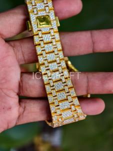 Luxury Gold Iced Out <b>Watch</b> <b>Case</b> and Strap Mod Custom Modification Set for Men - Product Image 1
