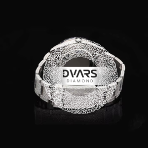 Reloj de Pulsera de Cuarzo Opulento con Diamantes, Aleación, Cristal de Zafiro, Color D, VVS1, Moissanita, Estilo Hip-Hop de Lujo Premium, Resistente al Agua 3BAR - Product Image 3