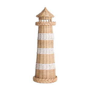Tour décorative en rotin en forme de phare emblématique, faite à la main, décoration intérieure côtière en rotin naturel - Product Image 2