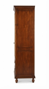 Armoire coloniale traditionnelle en bois massif d'acajou avec porte Shaker, 2 tiroirs, 3 étagères, meuble de rangement marron pour chambre à coucher - Product Image 2