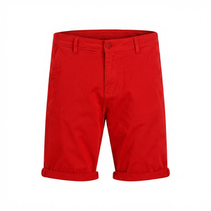 Pantalones Cortos Negros Sólidos para Hombre, Cintura Media, Casuales, Tejidos, con Bolsillos y Botones - Product Image 5