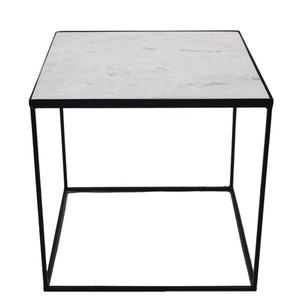 Matt Black Iron and Marble Square Mesa hecha a mano Fábrica al por mayor para la decoración del hogar y el dormitorio - Product Image 1