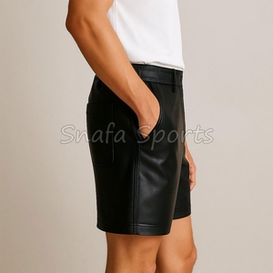 กางเกงขาสั้นหนังผู้ชายขายส่งน้ำหนักเบา สวมใส่สบาย มีเชือกผูก กางเกงขาสั้นหนังผู้ชายขายดีสำหรับฤดูร้อน - Product Image 4