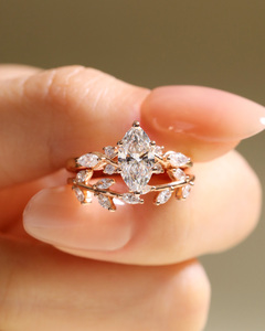 925 <b>Silver</b> <b>Solid</b> Pear Cut VVS Moissanite Trendy Wedding Engagement Ring 1.10 CT - Product Image 2