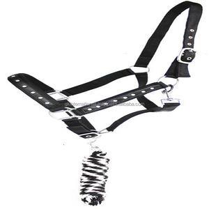 Diamantes de imitación de doble costura ostentosos decorativos Durable Nylon Horse Halter en tamaños de mazorca completos herrajes de níquel sin óxido - Product Image 3