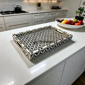 Plateau décoratif en os incrusté, fait main, de luxe, pour table à manger, par Tradebyd - Product Image 3