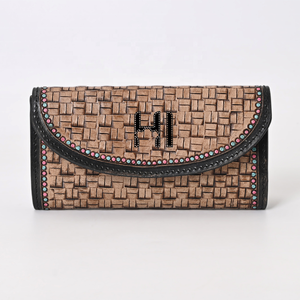 Direct Fabricant/Grossiste En Cuir De Vache Personnalisé Femmes Vintage Floral Fleur Conception À Trois Volets RFID Portefeuille En Cuir Long Gland - Product Image 1