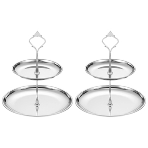 Élégant support à gâteau rond à 3 niveaux en acier inoxydable ou plaqué argent, parfait pour la présentation de divers desserts et pâtisseries - Product Image 4