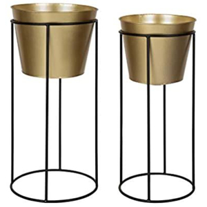 Jardinière ronde en métal galvanisé avec supports en fer noir, style ferme, pour intérieur, extérieur, événements de jardin, décoration de la maison, vente en gros - Product Image 4