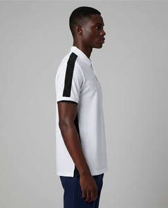 TERZO SPORTS High Quality <b>Men's</b> <b>White</b> <b>Short</b> <b>Sleeve</b> for <b>Shirt</b> Black Contrast Trim Regular Fit Casual Front Logo Screen Printing - Product Image 5