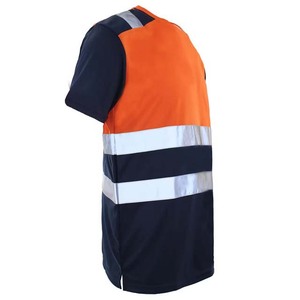 เสื้อทำงานแบบมองเห็นได้ชัดเจนสำหรับผู้ชาย โพลีเอสเตอร์ สีส้ม สีน้ำเงินกรมท่า แถบสะท้อนแสง เสื้อแบบยูนิฟอร์ม - Product Image 5