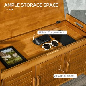 Cuscino per posti a sedere in bambù marrone con 3 porte armadietti panca per scarpe per mobili da camera da letto - Product Image 5