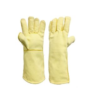Gants en tissu Para Aramid 480 GSM avec poignets en cuir pleine fleur blanc, doublure en laine, résistants à la chaleur, anti-coupure, sans latex, pour la sécurité - Product Image 1