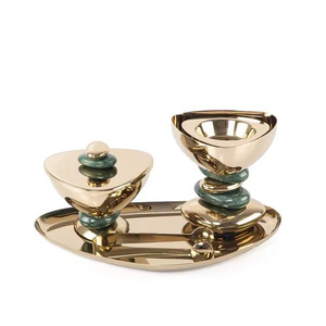 Juego de quemador de incienso metálico oriental con tapa y bandeja a juego para aromaterapia, decoración de mesa para el hogar, Ramadán, quemador de Bakhoor. - Product Image 1