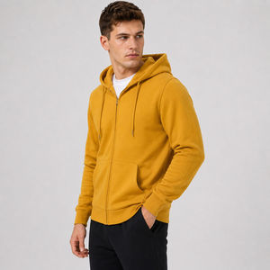 Wholesale Plain Men Zipper Hoodie Heavy Weight Premium Custom Hoodie Low Price Full <b>Zip</b> <b>up</b> 100% Cotton 350g Winter - Product Image 3