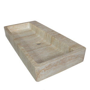 Évier rectangulaire en GFRC à poser sur le comptoir, poli, design moderne, résistant à l'eau et écologique pour salle de bain - Product Image 6