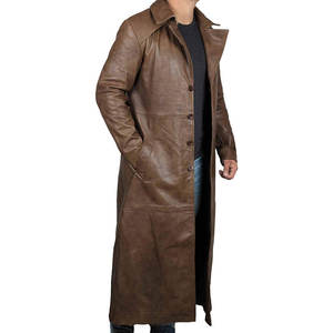Abrigo de Cuero para Hombre a Precio de Mayoreo, Gabardina Larga de Invierno, Talla Grande, Abrigo de Cuero de Alta Calidad con Logotipo y Botones Personalizados - Product Image 4