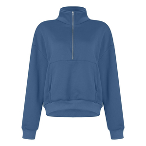 Sweat-shirt col roulé imprimé oversize pour femme avec fermeture éclair 1/4, 100 % coton, streetwear d'hiver, fermeture éclair courte, prix abordable, personnalisable OEM - Product Image 3
