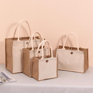 Sac fourre-tout moderne en jute naturel avec deux poignées ouvertes, durable, de haute qualité, réutilisable pour le bureau, les voyages, les activités de plein air et l'usage quotidien - Product Image 1