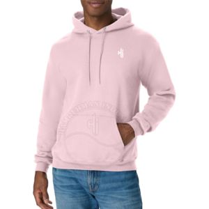 <b>Men's</b> <b>Pink</b> Solid Hoodie Casual Pullover <b>Sweatshirt</b> with Kangaroo Pocket and Drawstring Cotton Supre Me Fleece Hoodie - Product Image 1