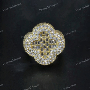 Luxury Sterling Silver Hip Hop Clover <b>Ring</b> Fully <b>Iced</b> Out Baguette And Round Cut Moissanite <b>Ring</b> GRA Certified Engagement <b>Ring</b> - Product Image 1