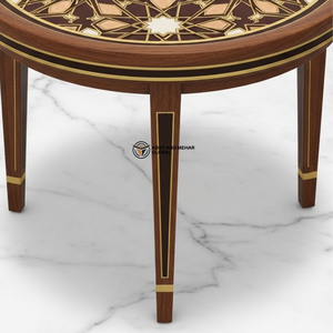 Traditional Brown Meena Wooden <b>Stool</b> – Handcrafted <b>Round</b> Decorative Tripod Accent <b>Stool</b> - Product Image 4