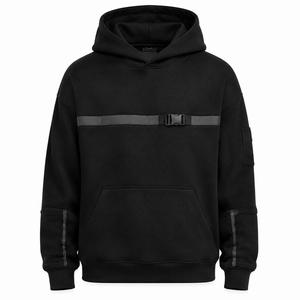 Sweat-shirt à capuche noir pour homme, coupe ample, en molleton français, avec poche, respirant, écologique, décontracté, pour l'hiver, en Spandex/Coton - Product Image 1