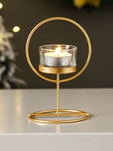 Porte-bougie rond en métal pour centre de table de mariage, décoration d'hôtel et arrangements élégants pour fêtes - Product Image 2