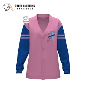 Nouveau Cardigan Femme 2026 en Coton Acrylique Tricoté Bleu Royal, Style Letterman, Grande Taille, Personnalisable avec Logo, pour Sororité Jack and Jill, Vente en Gros - Product Image 2