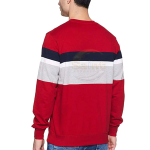 <b>Men's</b> Color Block Crew Neck <b>Fleece</b> Sweatshirt Red <b>Navy</b> Grey White Pullover Casual Long Sleeve Top 100% Cotton Eco-Friendly - Product Image 6