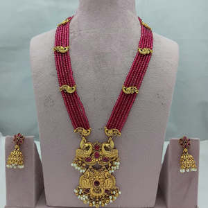Ensemble de bijoux fins Heritage 10575480RD, collier long en pierre Pota et perle, plaqué or, CZ, élégant pour les occasions nuptiales - Product Image 1