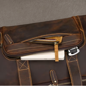 Bolsa de Viaje de Cuero Vintage, Bolsa de Gimnasio, Bolsa de Fin de Semana, Bolsa de Gran Capacidad con Cierre, Bolsa de Hombro, Bolsa de Mano, Bolsa de Cuero para Fin de Semana - Product Image 4