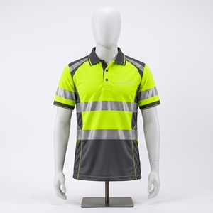 Camiseta Polo de Seguridad Reflectante de Alta Visibilidad para Hombre, Amarillo Neón, Gris Carbón, Uniforme de Trabajo, Diseño Personalizado, Proveedor Mayorista - Product Image 3