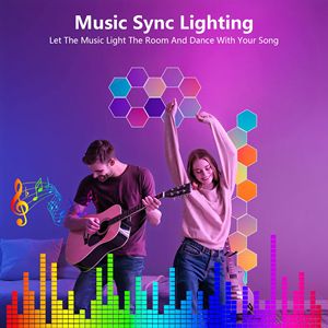 Pannelli LED Esagonali da Parete, Set da 10, Luci RGB per Gaming, Controllo Smart tramite APP, Piastrelle Esagonali Modulari con Espansione a Scorrimento - Product Image 3