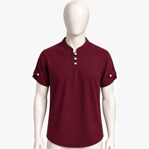 Camisetas de Alta Calidad para Hombre, Color Granate Sólido, Manga Corta, Transpirables, Listas para Usar, Corte Regular, Tejido Informal - Product Image 1