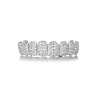 Juego de Grillz con Diamantes – Cubiertas Dentales Personalizadas de Oro Blanco, Joyería de Lujo Estilo Hip Hop - Product Image 1