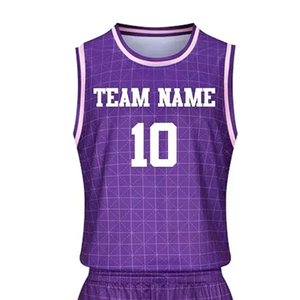 Ensembles d'uniformes de basket-ball personnalisés pour garçons, entièrement imprimés par sublimation, dernier design, haute qualité, 100% polyester, sans manches, col en V - Product Image 6