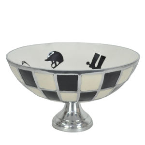 Latest Arrival Champagne Wine <b>Cooler</b> Ice Bowl Pedestal Style Chess Pattern Enamel Handmade Fruit Serving Bowls <b>Table</b> Centerpiece - Product Image 3