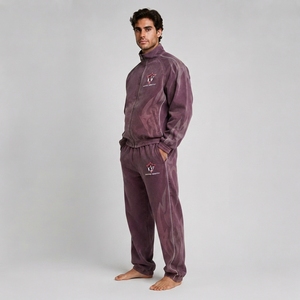 Men Sun Faded Tracksuit Washed Finish Crew Neck Sweatshirt <b>Jogger</b> Pants Modern Casual Fashion Clothing For Daily Wear - Product Image 3