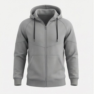 Sweat-shirt à capuche gris pour homme, fermeture éclair, manches longues, couleur unie, poches latérales, coupe classique, vêtements décontractés pour l'automne - Product Image 1