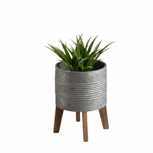 Maceta grande de metal galvanizado de alta calidad con soporte y ruedas, para interiores y exteriores, estilo rústico, a precio económico. - Product Image 4