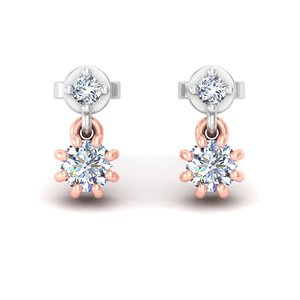 Minimalist Round Cut Lab Grown Diamond 10k,14K,18k Solid Gold <b>Earring</b> <b>Tops</b> for Gift Party & Anniversary Everyday Wear - Product Image 5