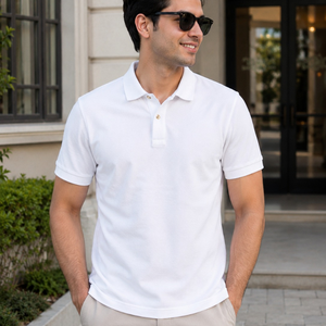 Camiseta Polo Blanca Clásica para Hombre |   Camiseta de Manga Corta con Cuello Clásico en Mezcla de Algodón para un Estilo Casual Elegante y para el Día a Día - Product Image 4