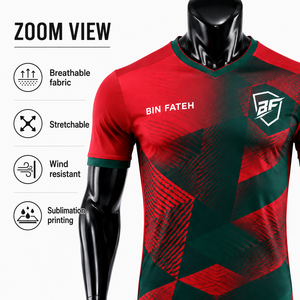 Tenue de football unisexe de haute qualité BIN FATEH, ensemble rouge et vert, imprimé numérique, polyester respirant, taille adulte, marque personnalisée - Product Image 6