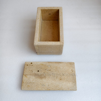 Boîte à mouchoirs et support en pierre de travertin moderne, étanche, écologique, fait main, pour salle de bain, organiseur de vanité pour décoration de table