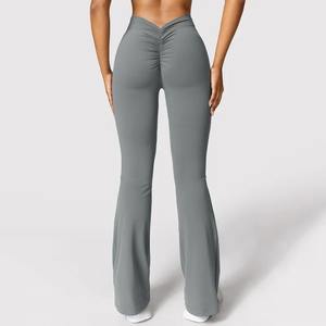 Pantalon de yoga évasé sexy pour femme, taille haute à découpe en V, leggings de fitness push-up, confortables pour la gym et la course, leggings slim tendance - Product Image 3
