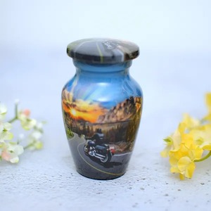 <b>Pink</b> Ceramic Urn with Lid Round Sympathy <b>Decorative</b> Jar with Clouds Sunset Quote Digital Print - Product Image 3