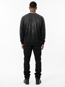 Sweat-shirt à col rond pour homme avec strass, style hip-hop, tricoté, noir, streetwear, poche, coupe classique, vêtement d'hiver respirant - Product Image 5