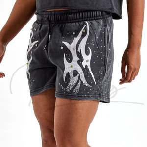 Shorts d'entraînement pour femmes en polaire respirant avec cordon de serrage, ornés de strass, de haute qualité et les plus vendus, en promotion - Product Image 5